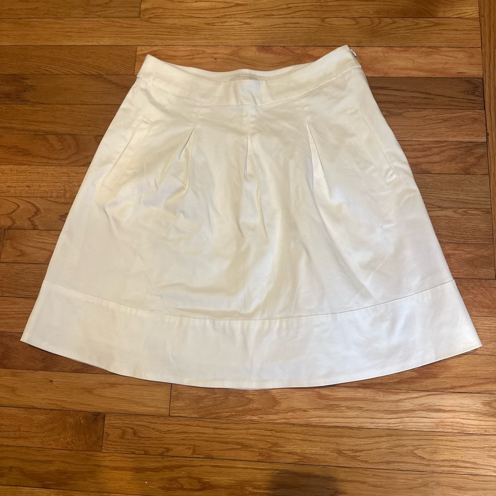 White House‎ Black Market White A-Line Pleated Skirt 8 Lined Pockets